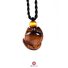 Mặt dây chuyền Hồ Ly đá Mắt hổ vàng -Hợp mệnh Kim, Thổ - Sản phẩm được tặng kèm dây đeo | VietGemstones