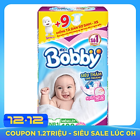 Miếng Lót Sơ Sinh Bobby Fresh Newborn 1 - 108 (108 Miếng) + 9 Miếng Tã Dán Sơ Sinh Size XS