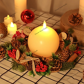 Mua Nến Giáng Sinh NEN26 Khay Nến Quả Cầu Dùng Pin Trang Trí Noel