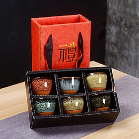 Mua Bộ 06 Chén Thiên Mục Hỏa Biến Dùng Uống Trà (Sản Phẩm Được Nung Củi thủ công)