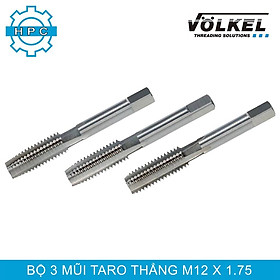 Bộ 3 mũi taro tay Volkel M 12 x 1.75 loại thẳng