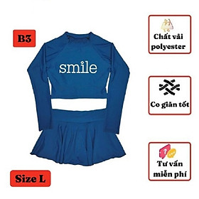 Đồ bơi tay dài nữ - cho bé gái kín đáo từ 40-50kg - chân váy cạp cao - Kiên Lửa