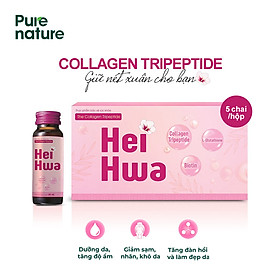 Collagen HeiHwa Dạng nước 1.500mg Collagen Tripeptide nhập khẩu từ Hàn Quốc, hấp thu nhanh giúp đẹp - Hộp 5 chai 30ML