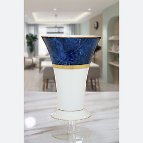 Mua Bình hoa sứ cao cấp Noritake M165/T91825K  màu xanh da trời  mạ vàng  miệng loe  cao 23cm - Hàng chính hãng