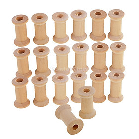 20 Pieces Wooden Empty Spools for Wire Thread Bobbins Cord  30 x 22mm