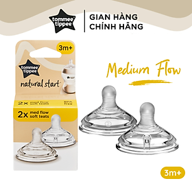 Núm ty silicon siêu mềm tự nhiên cho bé Tommee Tippee Natural Start Medium Flow 3-6 tháng (vỉ đôi)