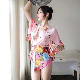 Áo choàng kimono xuyên thấu đồ ngủ gợi cảm phối ren sang trọng