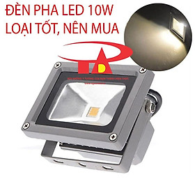 ĐÈN PHA LED 10W VỎ XÁM (NÊN MUA) LOẠI TỐT, GIÁ RẺ, CHẤT LƯỢNG, ĐỦ WATT, ÁNH SÁNG VÀNG, RỘNG, CHIẾU XA, KÍN NƯỚC