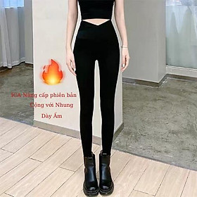 Quần Legging Cạp Cao Chéo Lót Lông Mùa Đông Nâng Ôm Mông Dấu Bụng được may bang tay Hàng Loại 1 KALAA