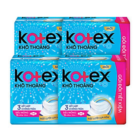 Combo 4 gói Băng vệ sinh Kotex khô thoáng 16 miếng 23cm