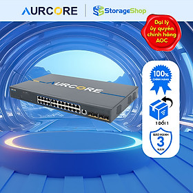 Thiết bị mạng - Bộ chuyển mạch (cầu nối) hiệu Aurcore, PoE/PoE+ 400W, 24 cổng GE, 4 cổng Gigabit SFP+ HÀNG CHÍNH HÃNG