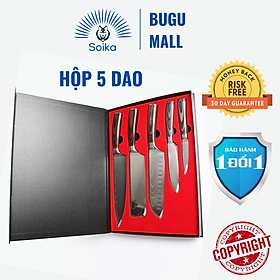 Bộ Dao Nhà Bếp Soika SK-P02 Thép Không Gỉ Cao Cấp Sắc Bén Rất Bền Được Đựng Trong Hộp Tặng Quà Đẹp Bắt Mắt