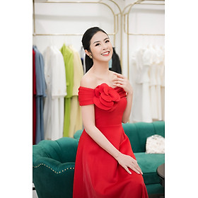 Đầm Nữ Dự Tiệc MY WAY Trễ Vai Dáng Xòe Đính Hoa Sang Trọng 3MD2025