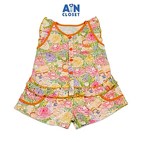 Bộ quần áo Ngắn bé gái họa tiết  hoa Hồng Cam Cotton - AICDBG1ALMNJ - AIN Closet