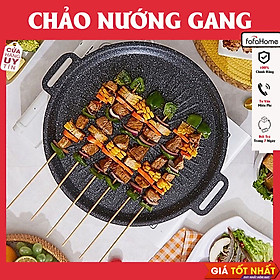 Mua Chảo Nướng Gang Vân Đá Chống Dính Không Dầu Size 34cm Chảo Nướng Thịt BBQ Dùng Được Cho Cả Bếp Từ
