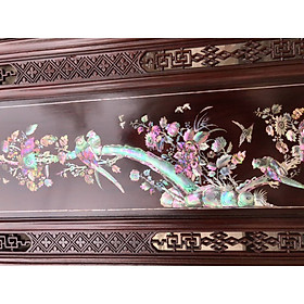 Mua Tranh tứ quý bốn mùa gỗ gụ khảm ốc kết hợp với vỏ bào ngư xanh đỏ kt 37×107×3.5cm