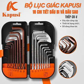 Mua Bộ Lục Giác 18 chi tiết đầu bi và đầu sao KAPUSI TOOLS Nhật Bản k0420