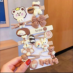 Set 14 kẹp tóc cho bé gái, màu sắc kẹo ngọt, dễ thương, phong cách Hàn Quốc xinh yêu