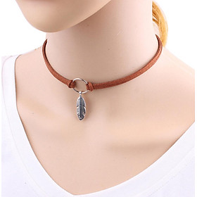 Women Stylish Elegant Bohemian Style Feather Suede Choker Necklace
