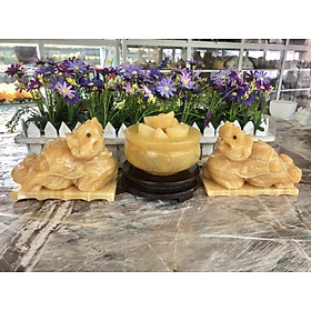 Mua Bộ combo Tỳ Hưu dài 15cm và Bát tụ bảo  bát tụ tài  bát tụ lộc phong thủy đá ngọc hoàng long đường kính 12 cm chiêu nạp tài lộc