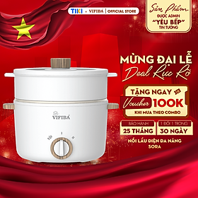 Mua Nồi Lẩu Điện Siêu Tốc Đa Năng Vifiba Hàng Chính Hãng  Dung Tích 3L - Kèm Khay Hấp 2L  Công Suất 1000W  Tiết Kiệm Điện