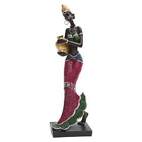 African Sculpture Tribal Lady Figure Dolls Ornaments for Desktop Decorations