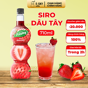 Siro Dâu Tây Freshy Strawberry Syrup Nguyên Liệu Pha Chế Trà Sữa Chai 710ml