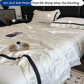 Bộ Chăn Ga Gối Đệm Lụa Tencel Zuki 5 Món ANNA NGUYÊN Cao Cấp Chăn Chần Bông Lụa Mềm 01