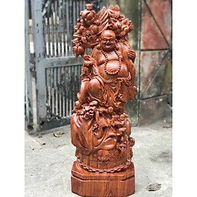 Mua Tượng phật di lặc ngũ phúc vác cành đào bằng gỗ hương đá kt cao 60×24×14cm