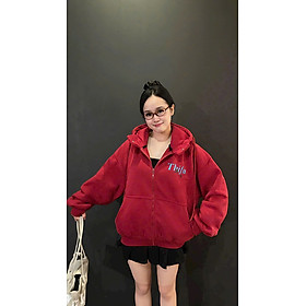 Áo Khoác Nỉ xuất khẩu dày mịn, nón to 2 lớp vải,nón có nút bấm, bo gân, form boxy dưới 65kg. logo in nổi to bự.có túi trong