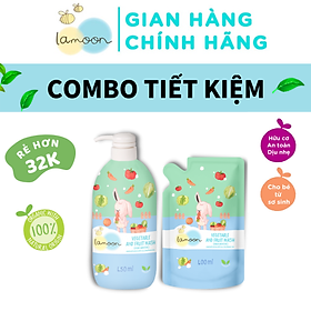 COMBO Nước Rửa Rau Củ Quả Organic An Toàn Cho Bé Lamoon Dạng Bình 450ml +