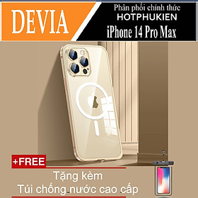 Ốp lưng maqsafe viền mạ crom cho iPhone 14 Pro Max (6.7 inch) hiệu DEVIA Glimmer Series hỗ trợ sạc Ma1safe, mặt lưng trong suốt,trang bị gờ bảo vệ Camera - Hàng nhập khẩu