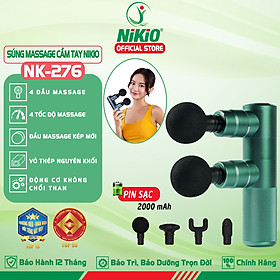 Súng (Máy) Massage Cầm Tay Nikio 2 Đầu Kép Thế Hệ Mới - Mát Xa Giãn Cơ Chuyên Sâu, Thép Nguyên Khối, Thiết Kế Đột Phá Mới Với 2 Đầu Mát Xa Song Song, Có 4 Bộ Đầu Thay Đổi - Dòng Cao Cấp