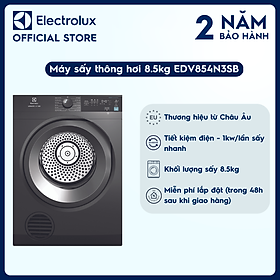 Máy sấy thông hơi Electrolux 8.5kg UltimateCare 300 - EDV854N3SB - Lồng giặt chuyển động luân phiên, giảm nhăn, giảm phai màu, tính năng khóa trẻ em [Hàng chính hãng]