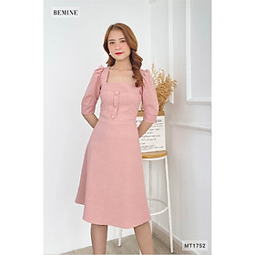 Đầm cổ U tay bồng BEMINE MT1752HONG