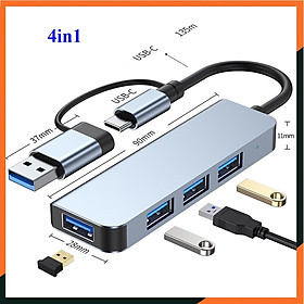 Hub Type C, Cổng Chuyển Đổi Type C, Hub USB, Cổng Chia USB, TypeC Ra 4 Cổng USB, Cổng Chuyển Đổi Dành Cho Macbook, Laptop, PC -  Hàng Chính Hãng