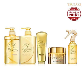 Trọn Bộ Tsubaki Premium Phục Hồi Ngăn Rụng Tóc (Gội Xả 490ml/chai + Kem Xả 180g + Mặt nạ tóc 180g + Xịt dưỡng tóc 220ml)