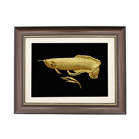 Tranh cá rồng phong thuỷ mạ vàng 24K - quà tặng tân gia cao cấp