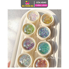 Set Nhũ Kim Tuyến Nail 8 Màu, Nhũ Vảy Cá Trang Trí Móng, Làm Đẹp Móng Tay Chân, Chất Liệu Nhũ Siêu Sáng Làm Nail Sơn Gel dap gelgom