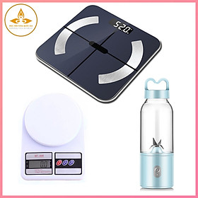 Mua Combo 1 Cân Sức Khỏe Thông Minh + 1 Cân Tiểu Ly Điện Tử + 1 Máy Xay Sinh Tố Cầm Tay - YOGA QG  Cân Sức Khỏe Đo Được 10 Chỉ Số Cơ Thể  Kết Nối Bluetooth  Cân Tiểu Ly Có Độ Chính Xác Cao  Máy Xay Công Suất Lớn  Nhỏ Gọn Dễ Mang Vác - Hàng chính hãng