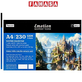 Vở Vẽ Màu Nước Dán Gáy Emotion A4 - 24 Trang - 230gsm - Acmeliae 8449