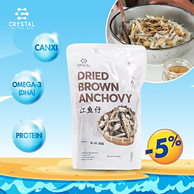 Khô Cá Cơm Nâu (80GR) ,ít mặn - CrystalSea, có thế dùng ngay, không tẩm bột, sản xuất tại nhà máy đạt chuẩn HACCP, hàm lượng Canxi cao, tốt cho sự phát triển của não và xương