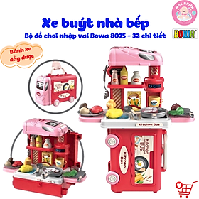 Hình ảnh Đồ chơi hướng nghiệp nhập vai đầu bếp nấu ăn Bowa 8075 - Xe buýt nhà bếp 32 chi tiết (bánh xe đẩy được)