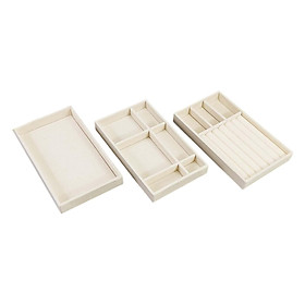 3Pcs Jewelry Display Tray Flannel Wrapped for  Drawers Gift for Women