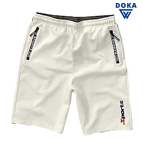 Quần shorts thể thao nam dạng sọt sport đùi chất thun lạnh 4 chiều cao cấp phù hợp tập gym hay mặc nhà thương hiệu Doka màu trắng, đen DUI-P201