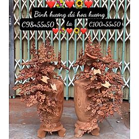 2 bình hoa mai lan phú quý phong thủy bằng gỗ hương kt cao 98×55×50cm đẹp long lanh