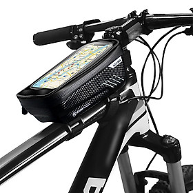 Túi đựng điện thoại dành cho xe đạp với màn hình cảm ứng vỏ chống nước gắn khung trước xe đạp-Màu đen