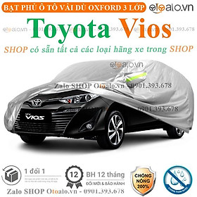 Bạt phủ ô tô dành cho xe Toyota Vios 3 lớp cao cấp