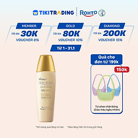 Kem chống nắng Skin Aqua trang điểm tạo nền trắng mịn & đều màu dạng sữa Sunplay Skin Clear White CC Milk SPF 50, PA++++ 25g