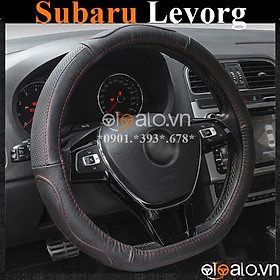 Bọc vô lăng D cut xe ô tô Subaru Levorg volang Dcut da cao cấp - OTOALO - Đen chỉ đen